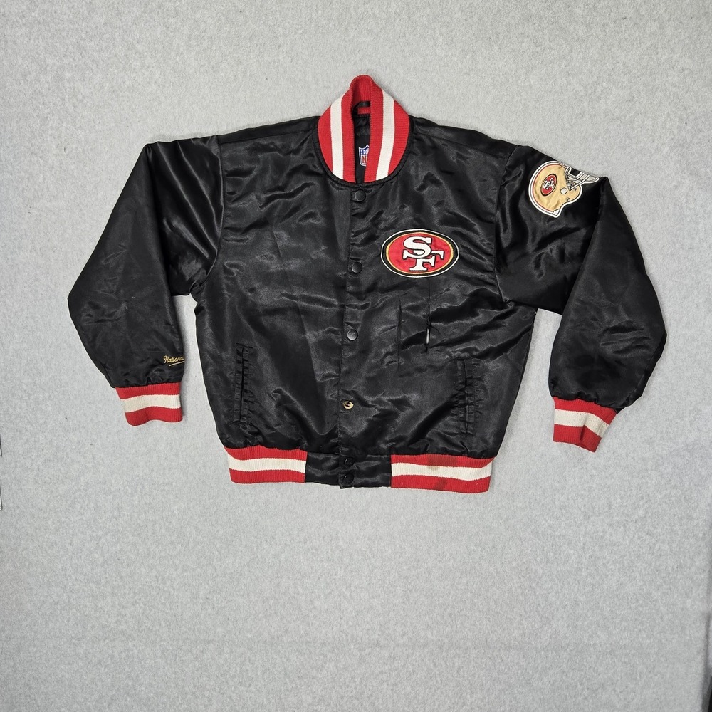 VINTAGE San Francisco 49ers Women Jacket XL Black Embroidered Logo Varsity READ